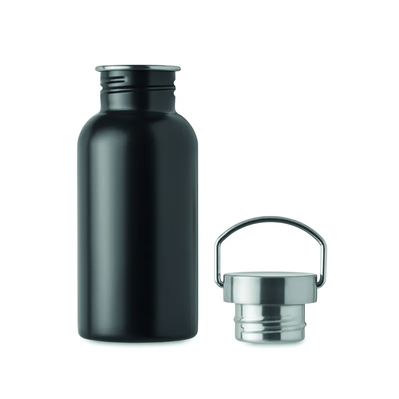 Faggio – Borraccia sportiva in acciaio inox riciclato 500 ml, colore Nero, vista lato
