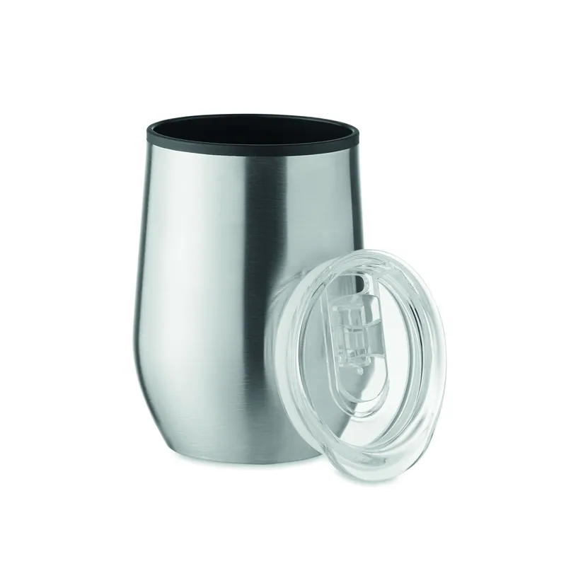 Promontorio – Bicchiere riutilizzabile in acciaio inox 350 ml, colore Argento Opaco, vista fronte