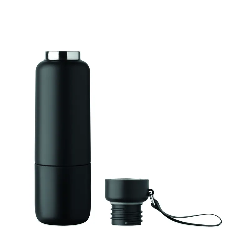 Ginestra – Borraccia termica in acciaio inox 500 ml, colore Nero, vista aperta