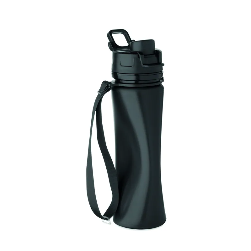 Sereno – Borraccia sportiva in silicone 500 ml, colore Nero, vista lato