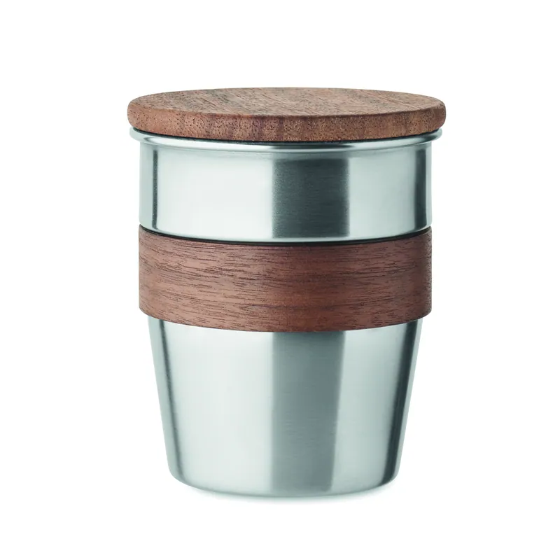 Airone – Bicchiere riutilizzabile in acciaio inox riciclato 350 ml, colore Argento Opaco, vista fronte