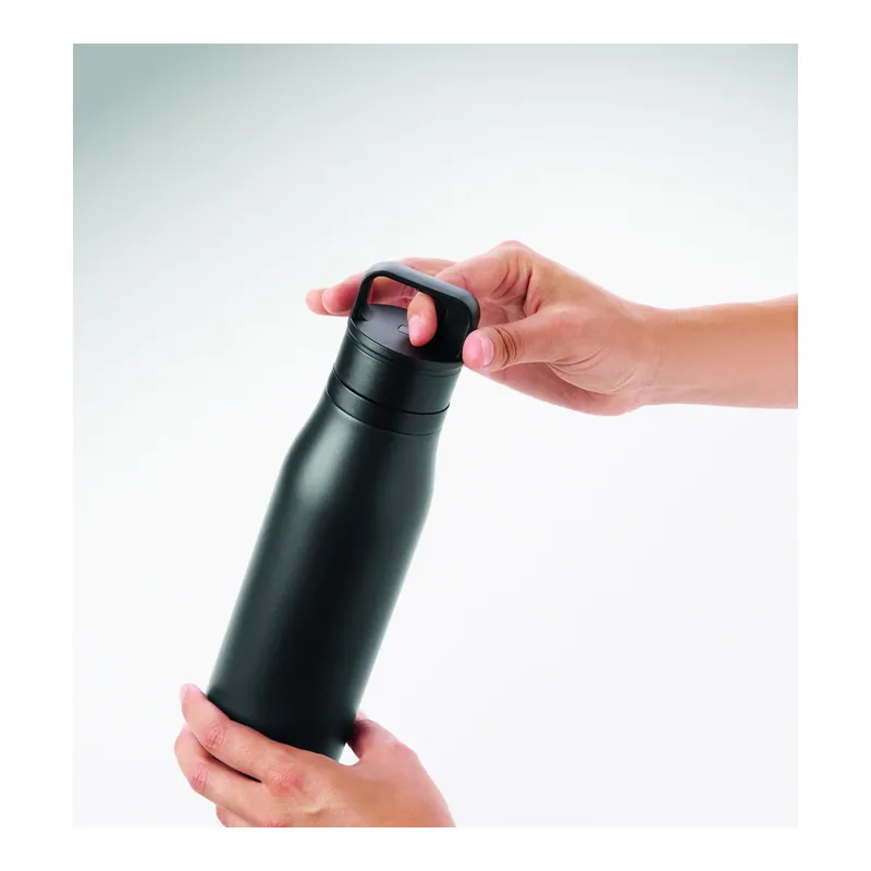 Tramonto – Borraccia termica in acciaio inox riciclato 500 ml, colore Nero, vista retro