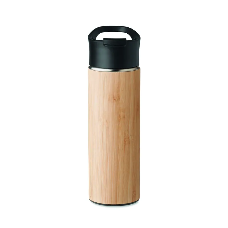 Golfo – Thermos in acciaio inox 450 ml, colore Legno, vista lato