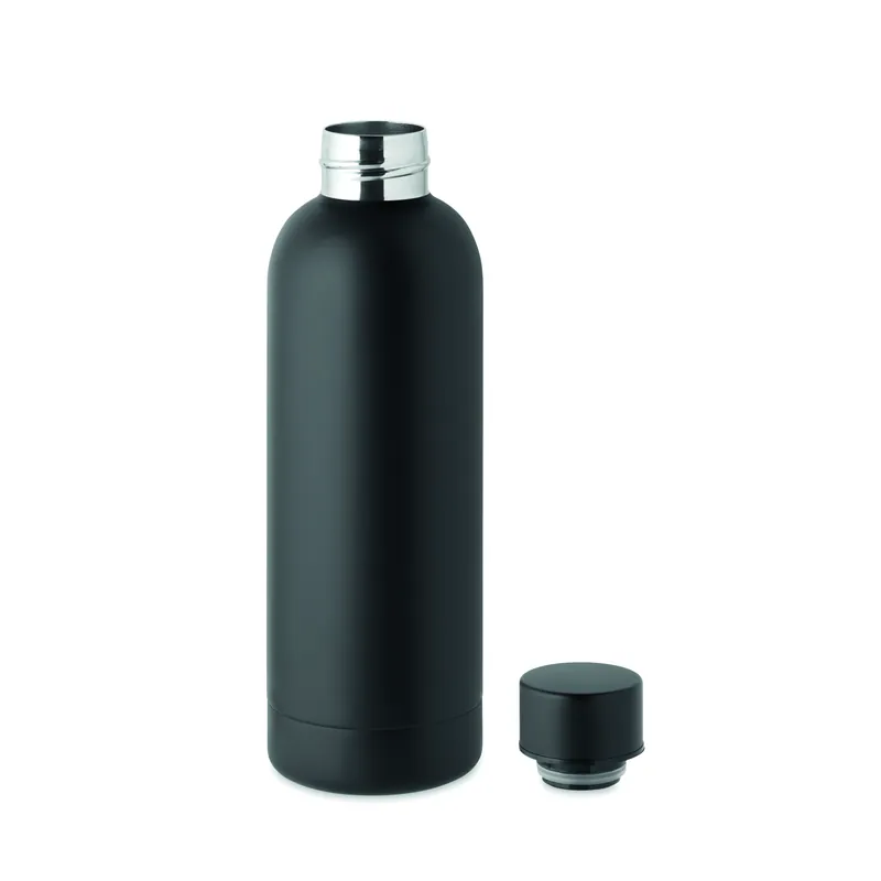 Solstizio – Borraccia termica in acciaio inox riciclato 500 ml, colore Nero, vista lato