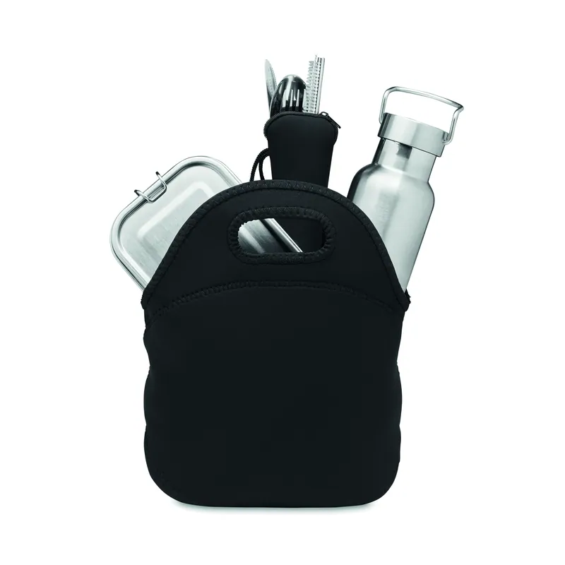 Crinale – Set con borraccia in acciaio inox, colore Nero, vista lato