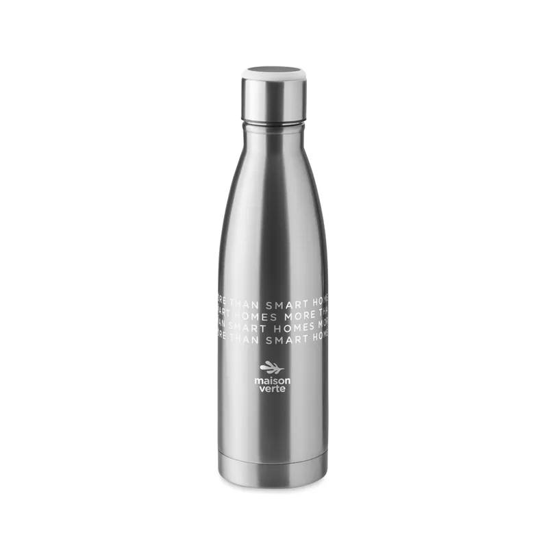 Gabbiano reale – Set con borraccia in acciaio inox 500 ml, colore Argento Opaco, esempio di stampa