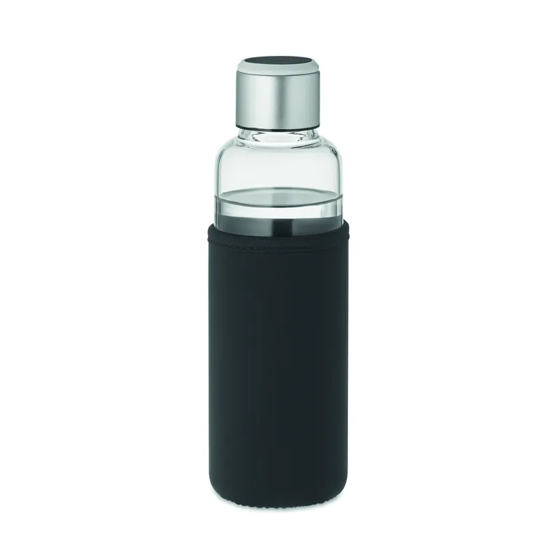 Sabbia – Set con borraccia in vetro borosilicato 500 ml, colore Nero, vista lato