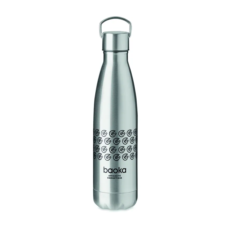 Arancio – Borraccia termica in acciaio inox 500 ml, colore Argento Opaco, esempio di stampa