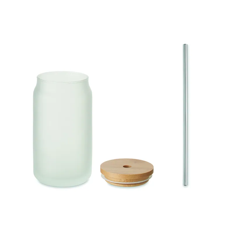 Baia – Borraccia in vetro 400 ml, colore Bianco Trasparente, vista lato