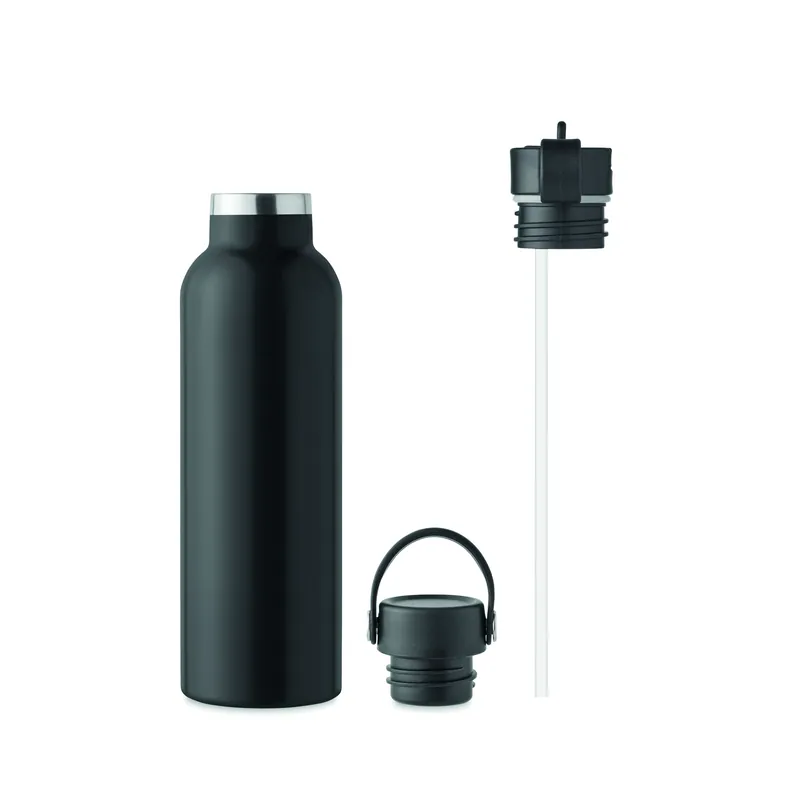 Edera – Borraccia termica in acciaio inox riciclato 700 ml, colore Nero, vista aperta