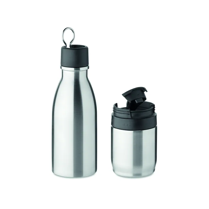 Meridiana – Thermos in acciaio inox riciclato 500 ml, colore Argento Opaco, vista lato