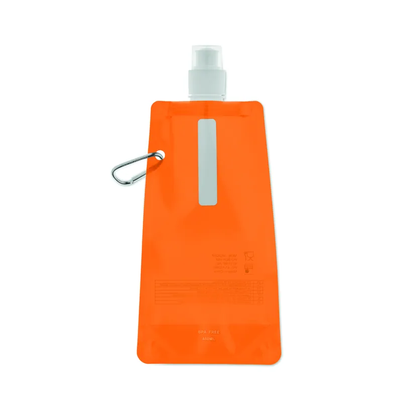 Cervo – Borraccia sportiva in PET 480 ml, colore Arancio Trasparente, vista fronte
