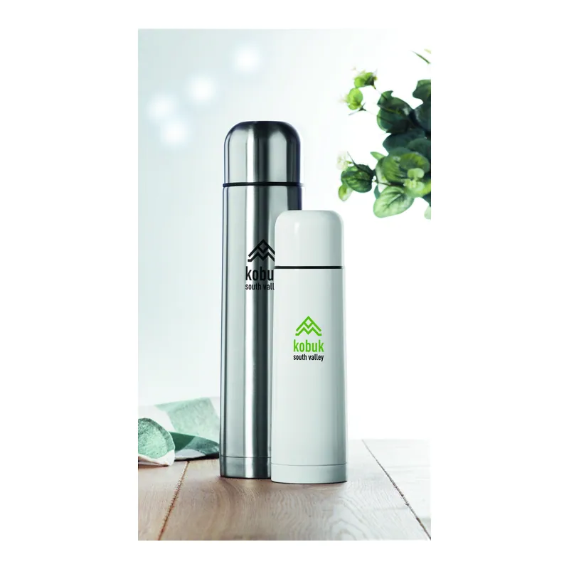 Pendio – Thermos in acciaio inox 1 litro, colore Argento Opaco, esempio di stampa