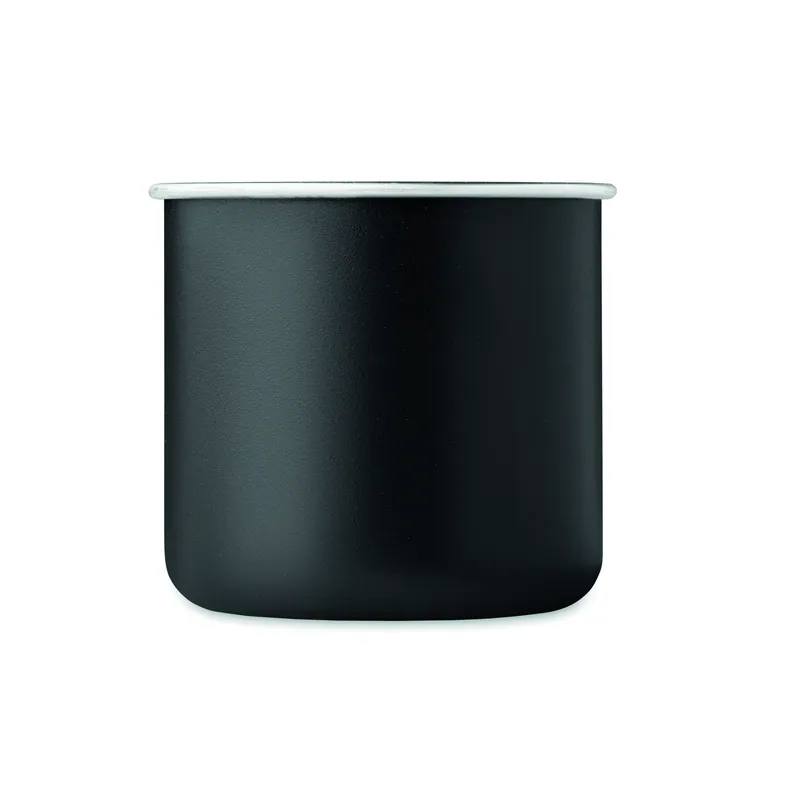 Pineta – Tazza da viaggio in acciaio inox riciclato 300 ml, colore Nero, vista lato