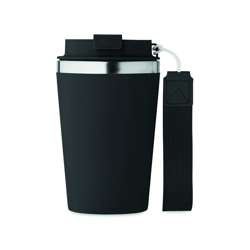 Corrente – Bicchiere riutilizzabile in acciaio inox riciclato 350 ml, colore Nero, vista lato