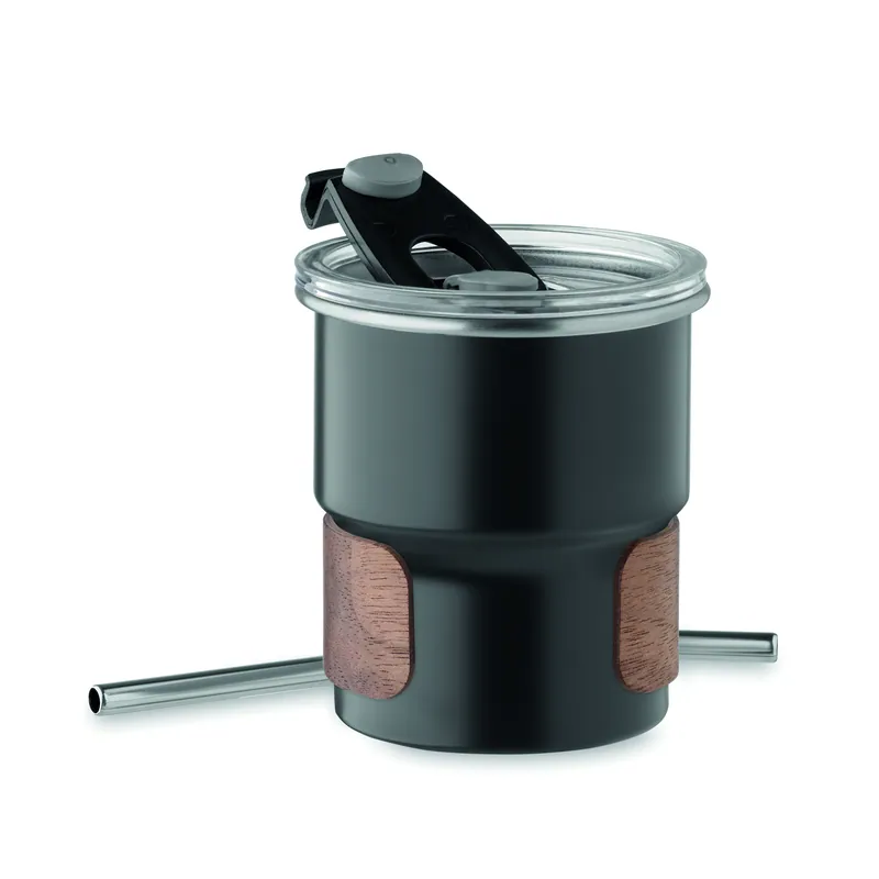Falco – Bicchiere riutilizzabile in acciaio inox riciclato 260 ml, colore Nero, vista lato