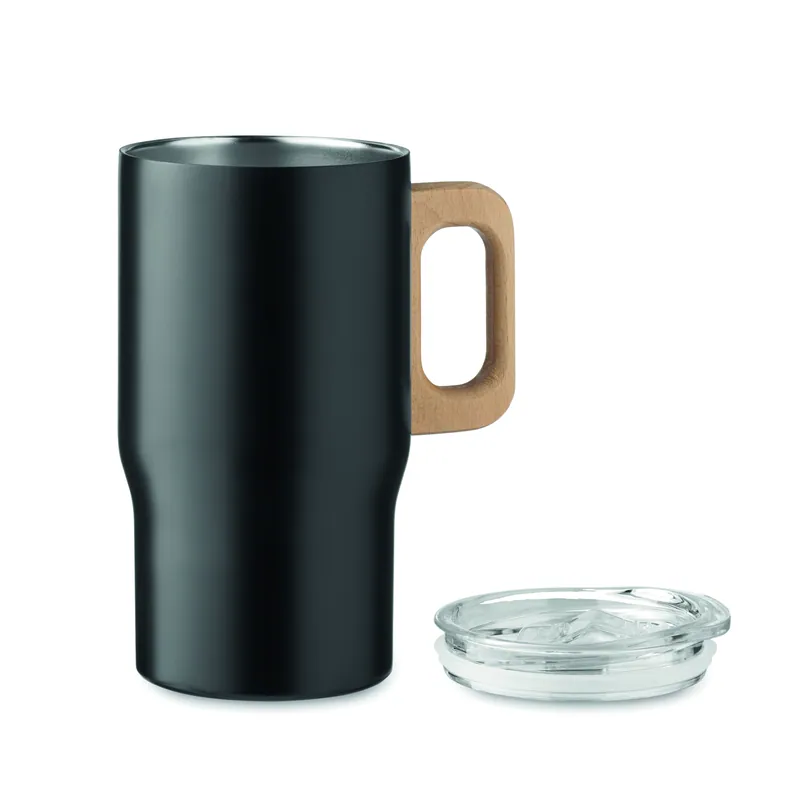 Stella alpina – Bicchiere riutilizzabile in acciaio inox riciclato 350 ml, colore Nero, vista lato