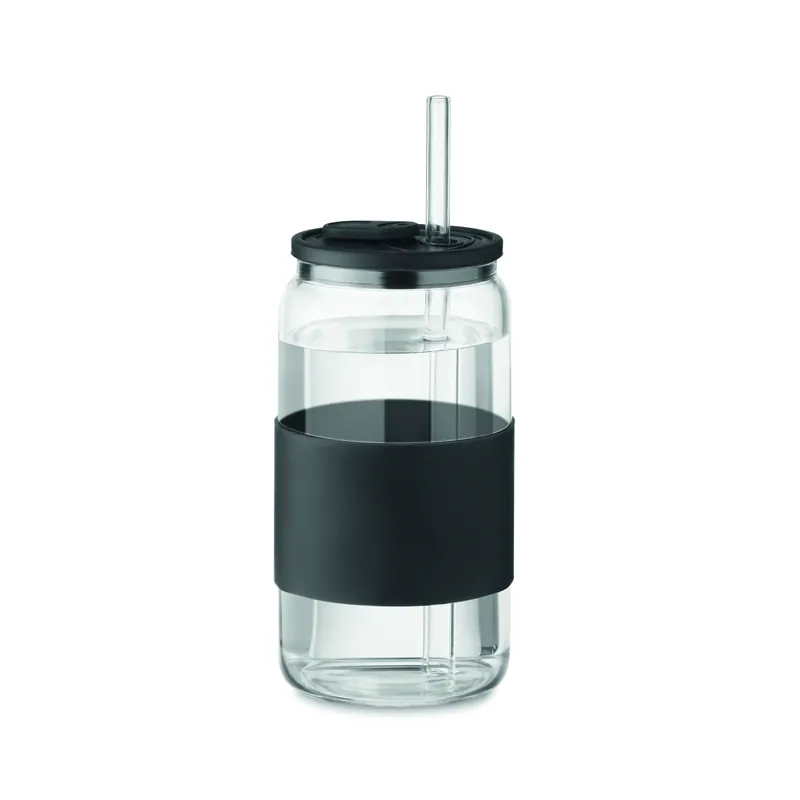 Lago – Bicchiere riutilizzabile in vetro borosilicato 550 ml, colore Nero, vista lato