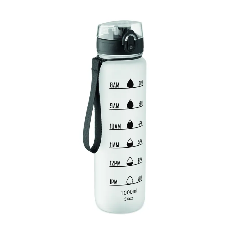 Granchio – Borraccia sportiva in RPET riciclato 1 litro, colore Bianco Trasparente, vista fronte