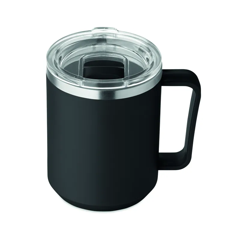 Maestrale – Tazza da viaggio in acciaio inox 400 ml, colore Nero, vista retro