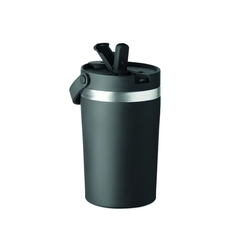 Approdo – Bicchiere riutilizzabile in acciaio inox 350 ml, colore Nero, vista lato