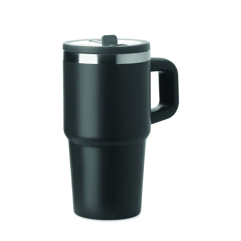 Brina – Bicchiere riutilizzabile in acciaio inox riciclato 500 ml, colore Nero, vista retro