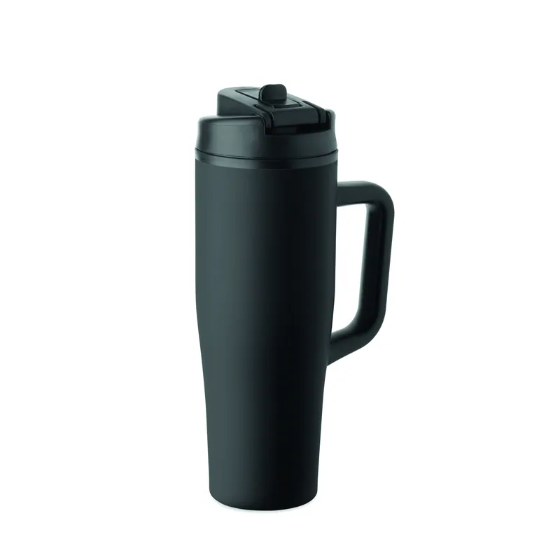 Sorgente alta – Bicchiere riutilizzabile in acciaio inox riciclato 900 ml, colore Nero, vista retro
