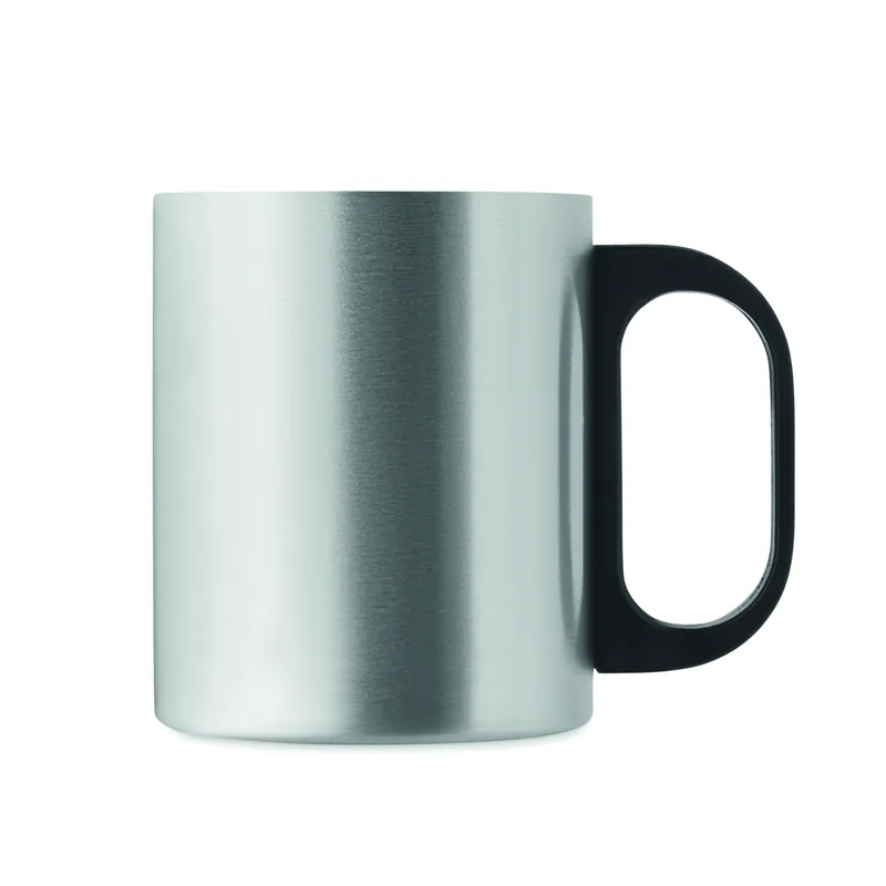 Fenice – Tazza da viaggio in acciaio inox 300 ml, colore Argento Opaco, vista lato