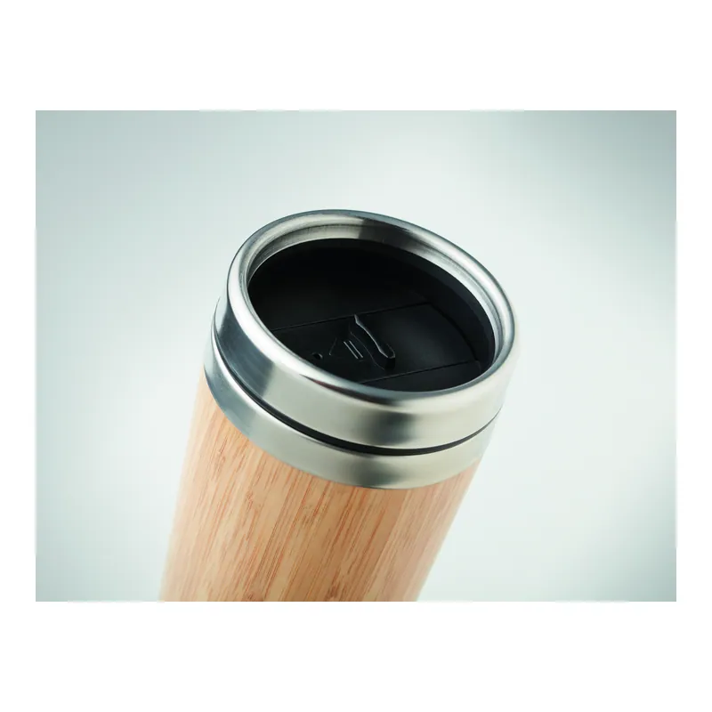 Aliseo – Bicchiere riutilizzabile in acciaio inox, colore Legno, vista lato