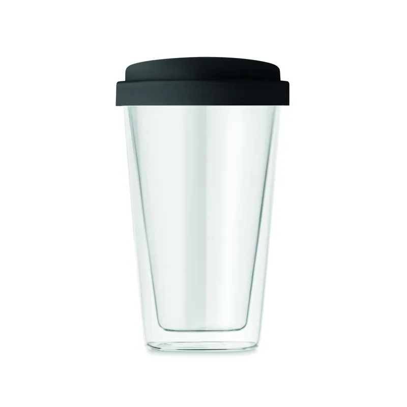 Mirtillo – Bicchiere riutilizzabile in vetro borosilicato 350 ml, colore Nero, vista lato