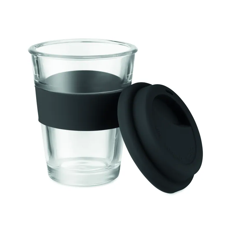 Luna – Bicchiere riutilizzabile in vetro 350 ml, colore Nero, vista lato