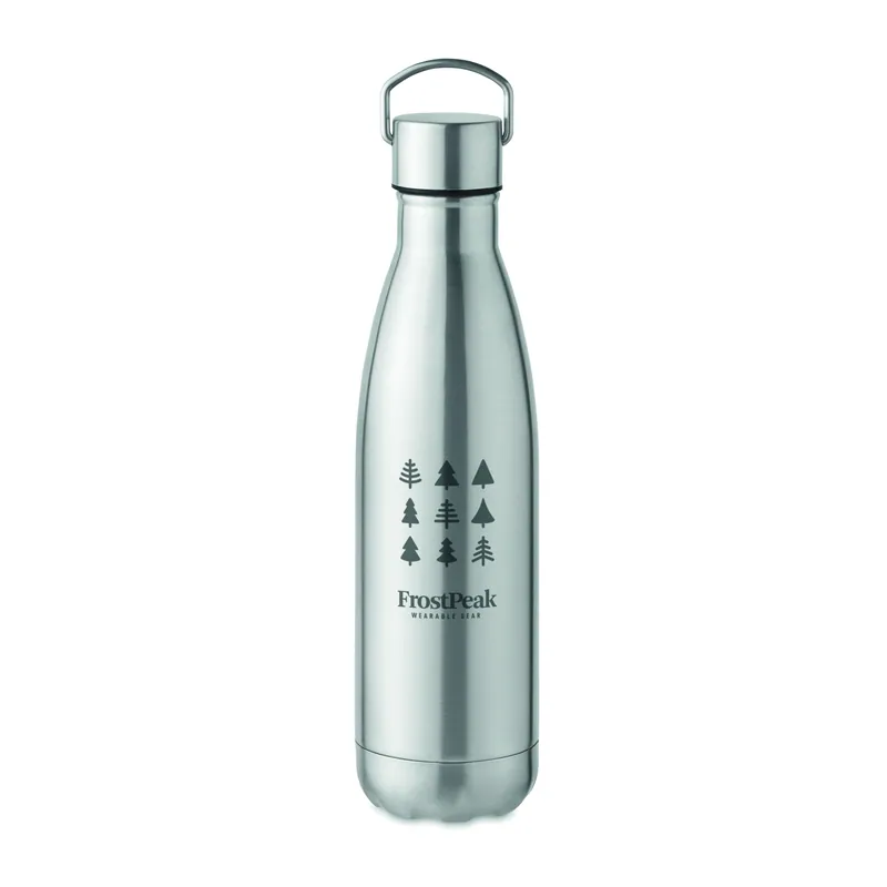 Delfino – Borraccia termica in acciaio inox riciclato 500 ml, colore Argento Opaco, esempio di stampa