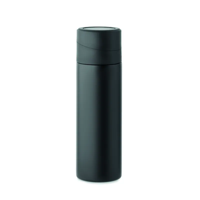 Lampone – Thermos in acciaio inox riciclato 420 ml, colore Nero, vista aperta