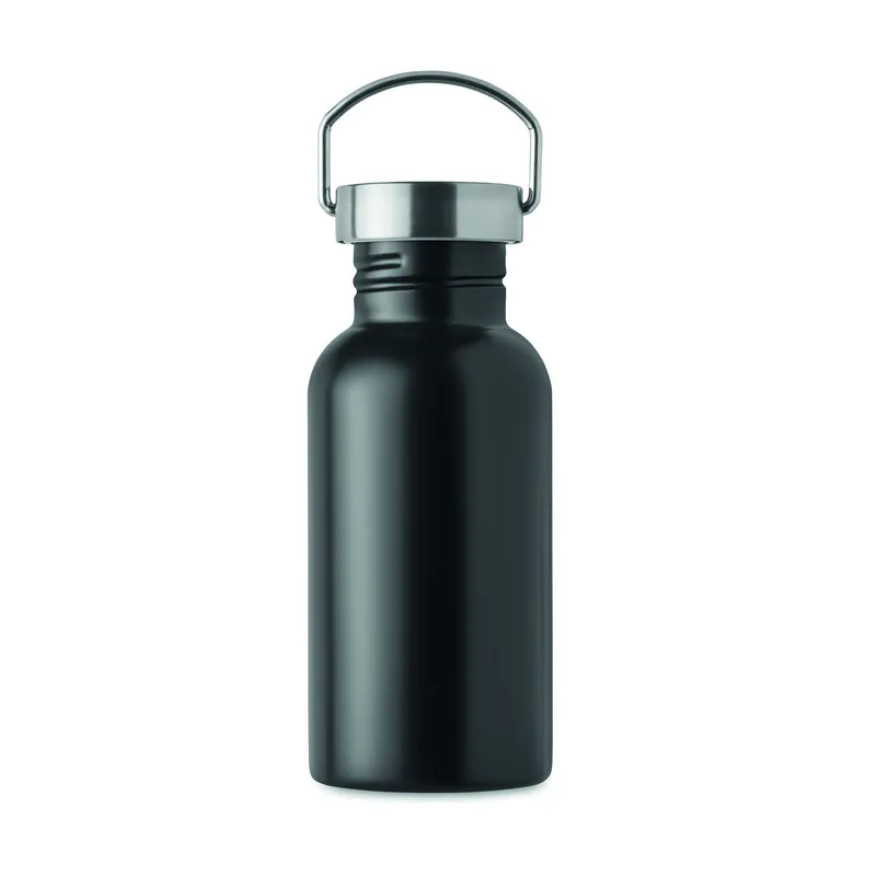 Faggio – Borraccia sportiva in acciaio inox riciclato 500 ml, colore Nero, vista retro