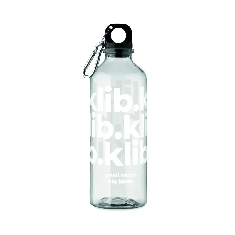 Aria – Borraccia sportiva in RPET riciclato 500 ml, colore Trasparente, esempio di stampa