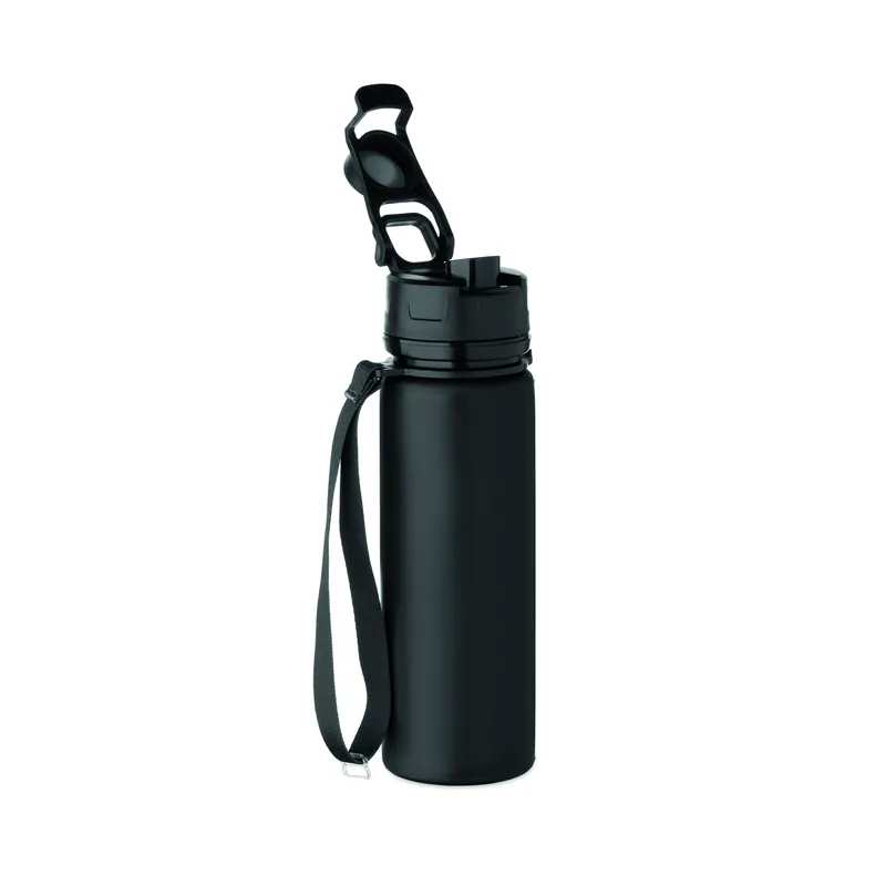 Sereno – Borraccia sportiva in silicone 500 ml, colore Nero, vista retro