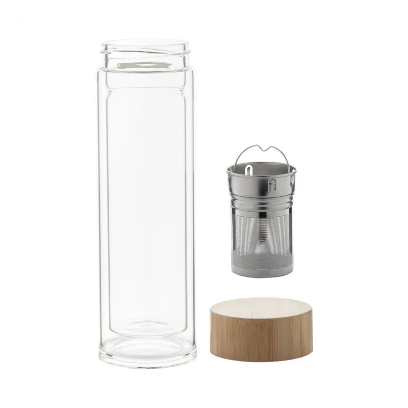 Libellula – Borraccia termica in vetro borosilicato 420 ml, colore Trasparente / Naturale
