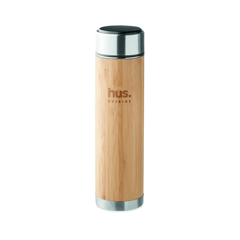 Ontano – Thermos in acciaio inox 480 ml, colore Legno, esempio di stampa