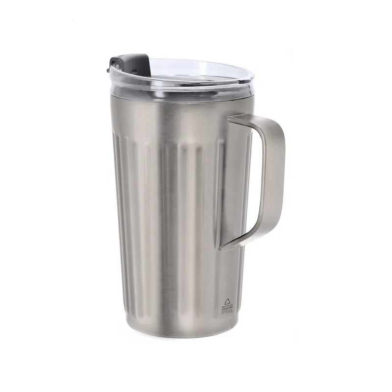 Albicocco – Tumbler termico in acciaio inox riciclato 350 ml, colore Argento, vista fronte