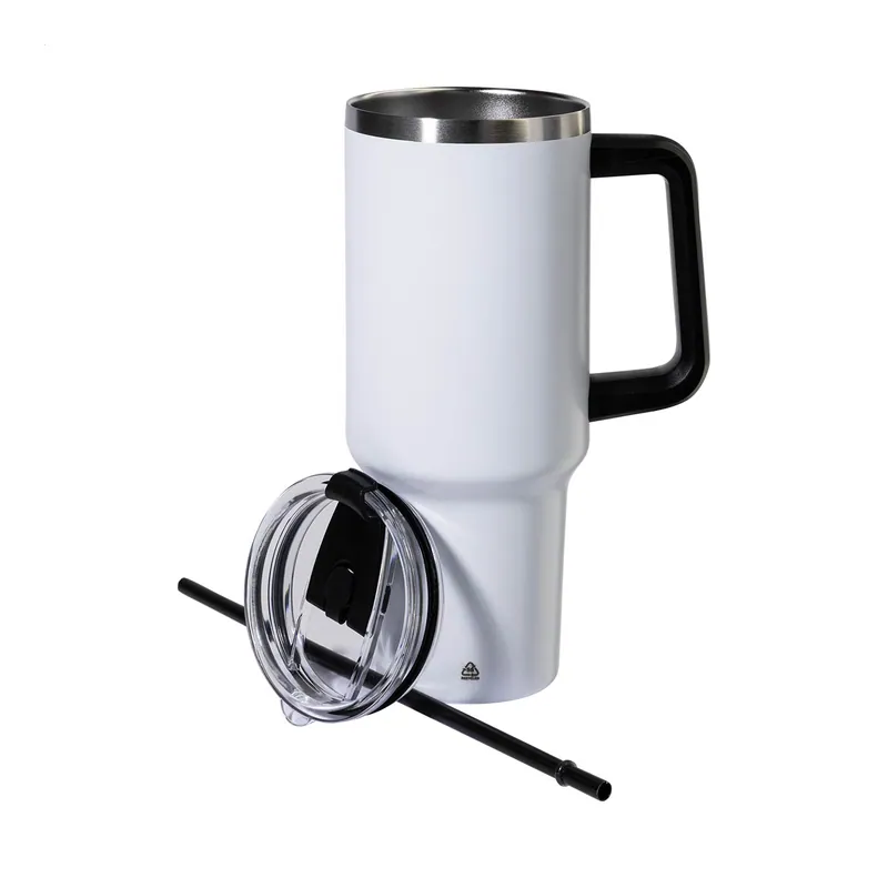 Arenaria – Tumbler termico in acciaio inox riciclato 1200 ml, colore Bianco