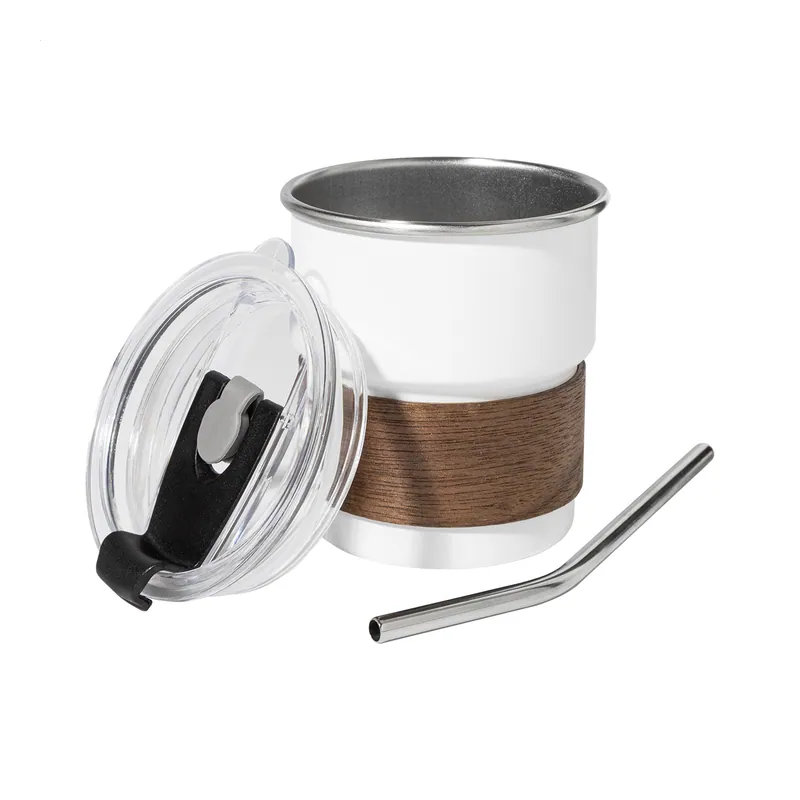 Aurora boreale – Tazza da viaggio in acciaio inox riciclato 260 ml, colore Bianco
