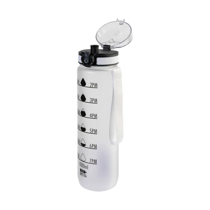 Leccio – Borraccia sportiva in RPET riciclato 1 litro, colore Bianco ghiacciato