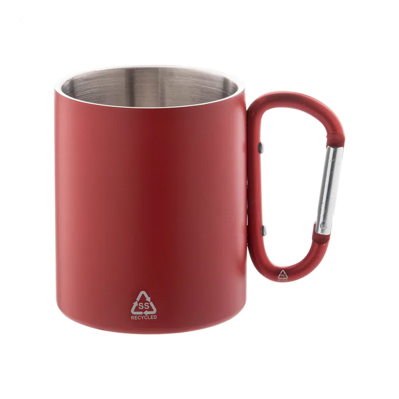 Polla chiara – Tumbler termico in acciaio inox riciclato 300 ml, colore Rosso, vista fronte