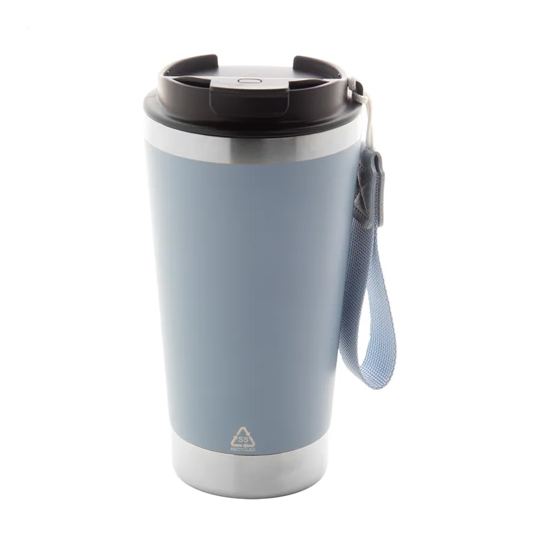 Mandorla – Tumbler termico in acciaio inox riciclato 430 ml, colore Blu, vista fronte