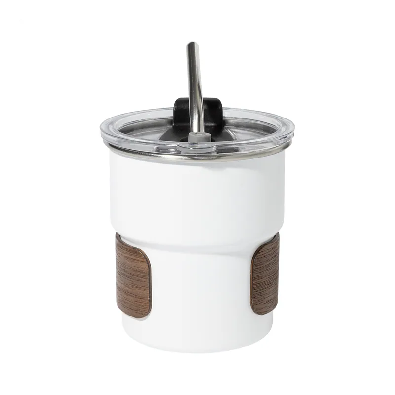 Aurora boreale – Tazza da viaggio in acciaio inox riciclato 260 ml, colore Bianco