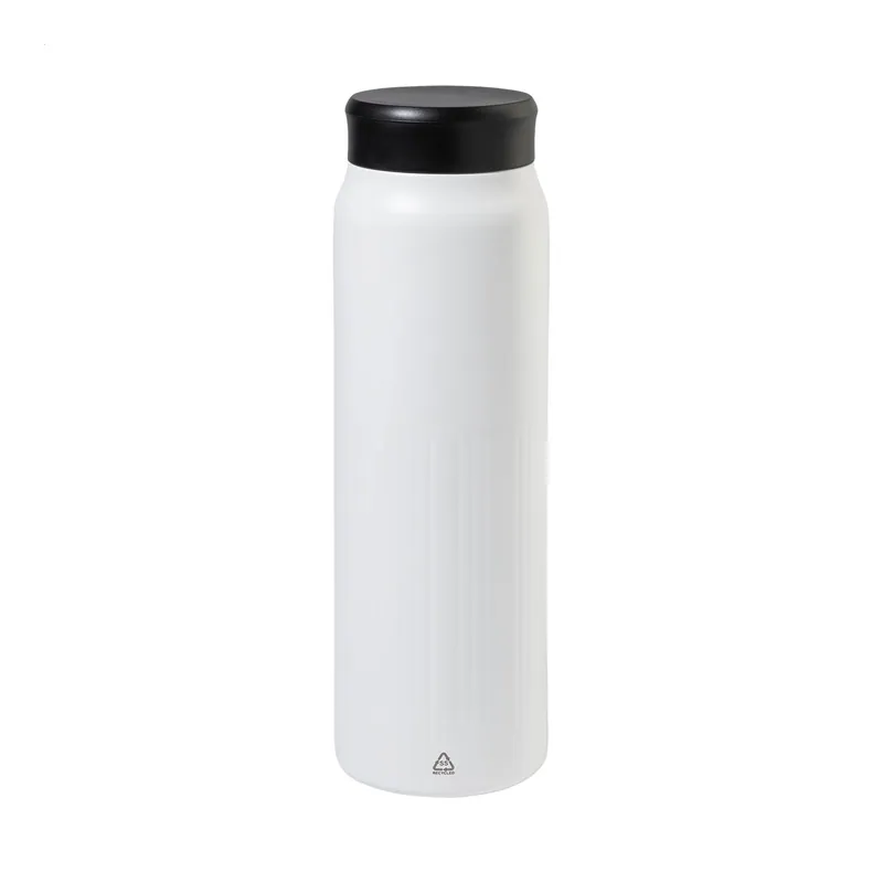 Poggio – Borraccia termica in acciaio inox riciclato 600 ml, colore Bianco, vista fronte