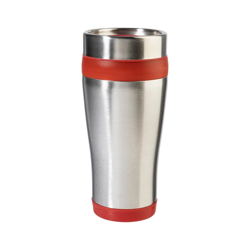 Melodia – Tumbler termico in acciaio inox 450 ml, colore Rosso / Argento, vista fronte
