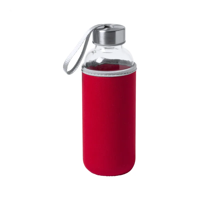 Falesia – Borraccia in vetro 420 ml, colore Rosso, vista fronte