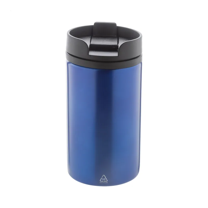 Spigola – Tumbler termico in acciaio inox riciclato 250 ml, colore Blu, vista fronte