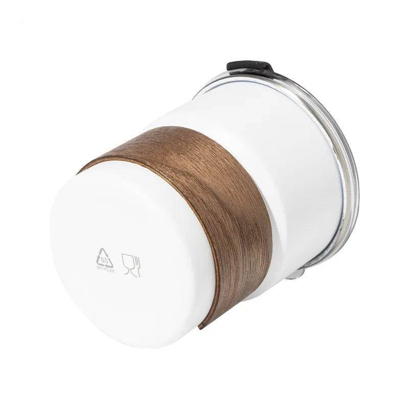 Aurora boreale – Tazza da viaggio in acciaio inox riciclato 260 ml, colore Bianco